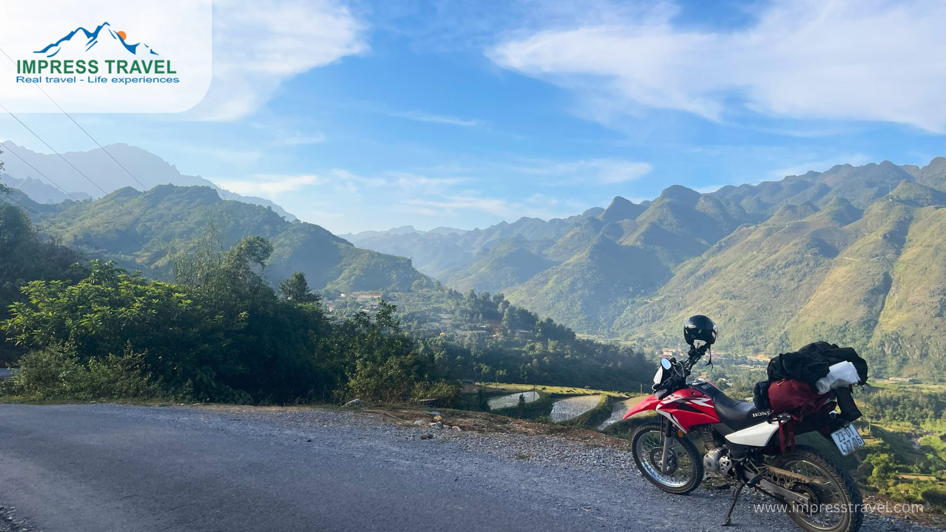 Riding through Lung Lo Pass on a motorbike