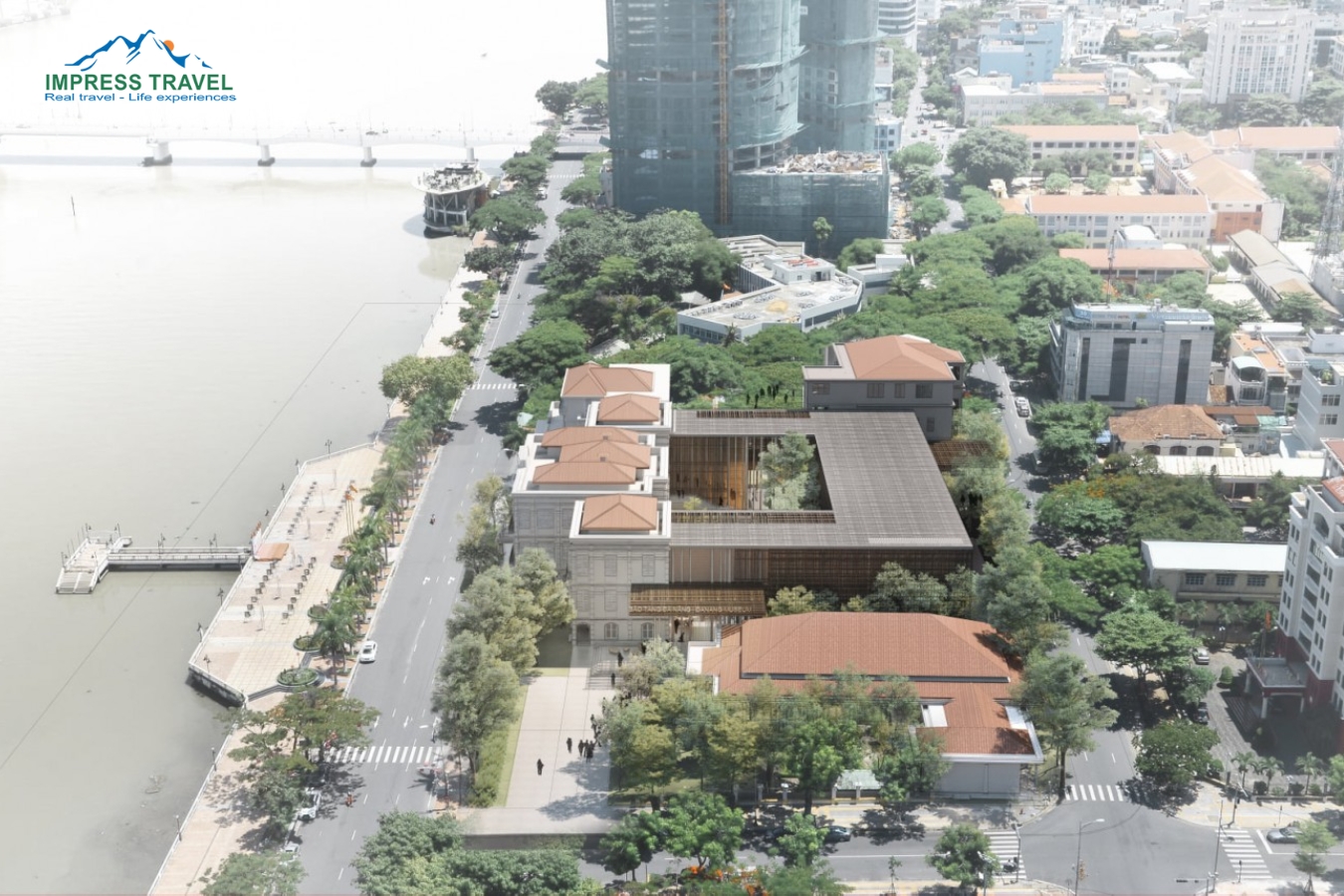 Location and entrance of the Da Nang Museum viewed from above