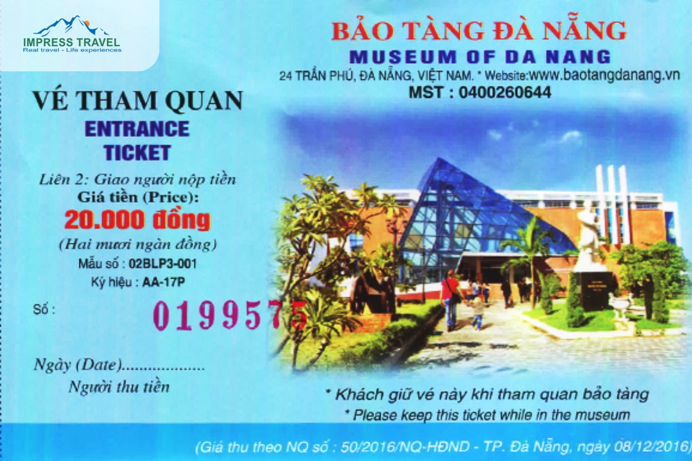 Ticket prices to visit and enter the Da Nang museum