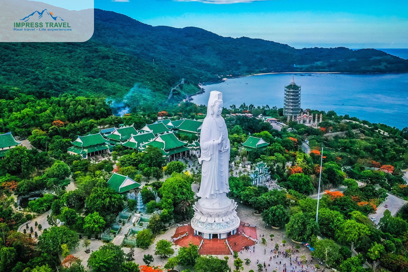 Image viewed from above of Linh Ung Pagoda Ba Na