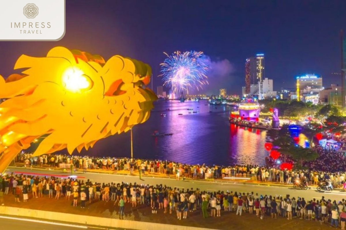 People watch fireworks from afar