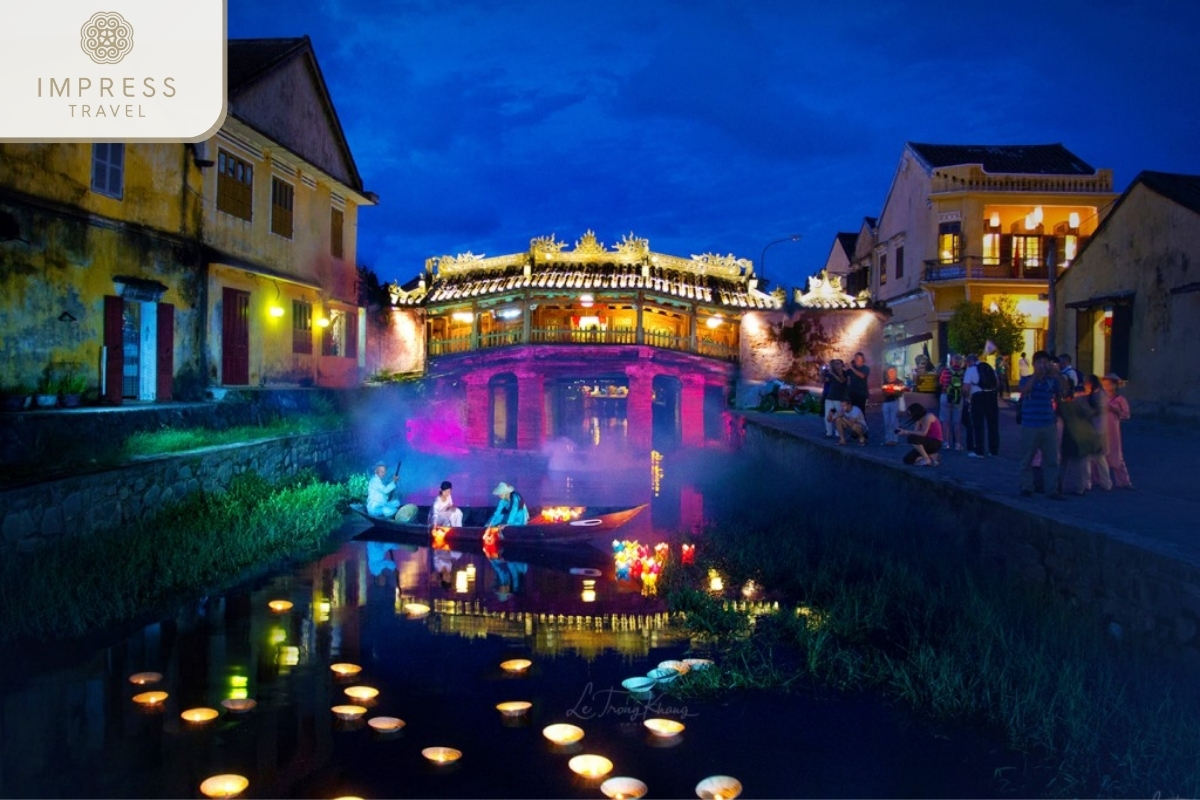 Releasing flower lanterns in Hoi An ancient town