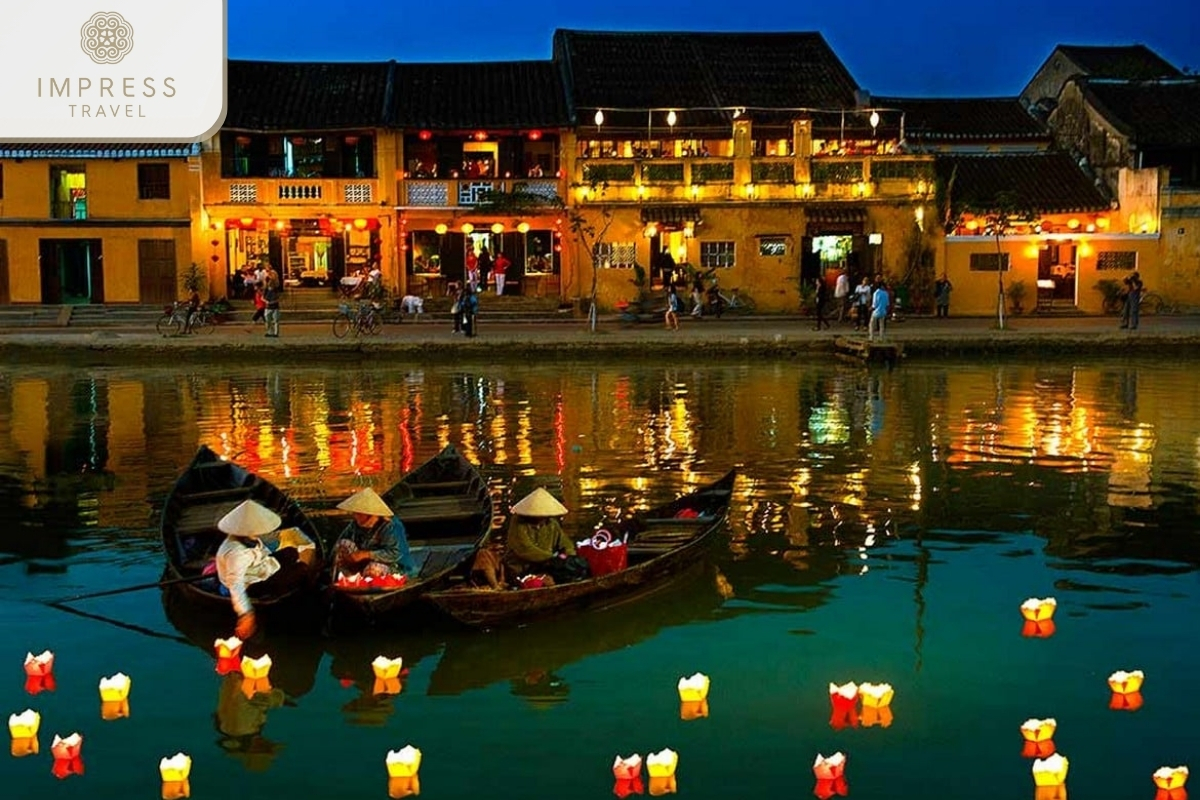 Releasing flower lanterns in Hoi An