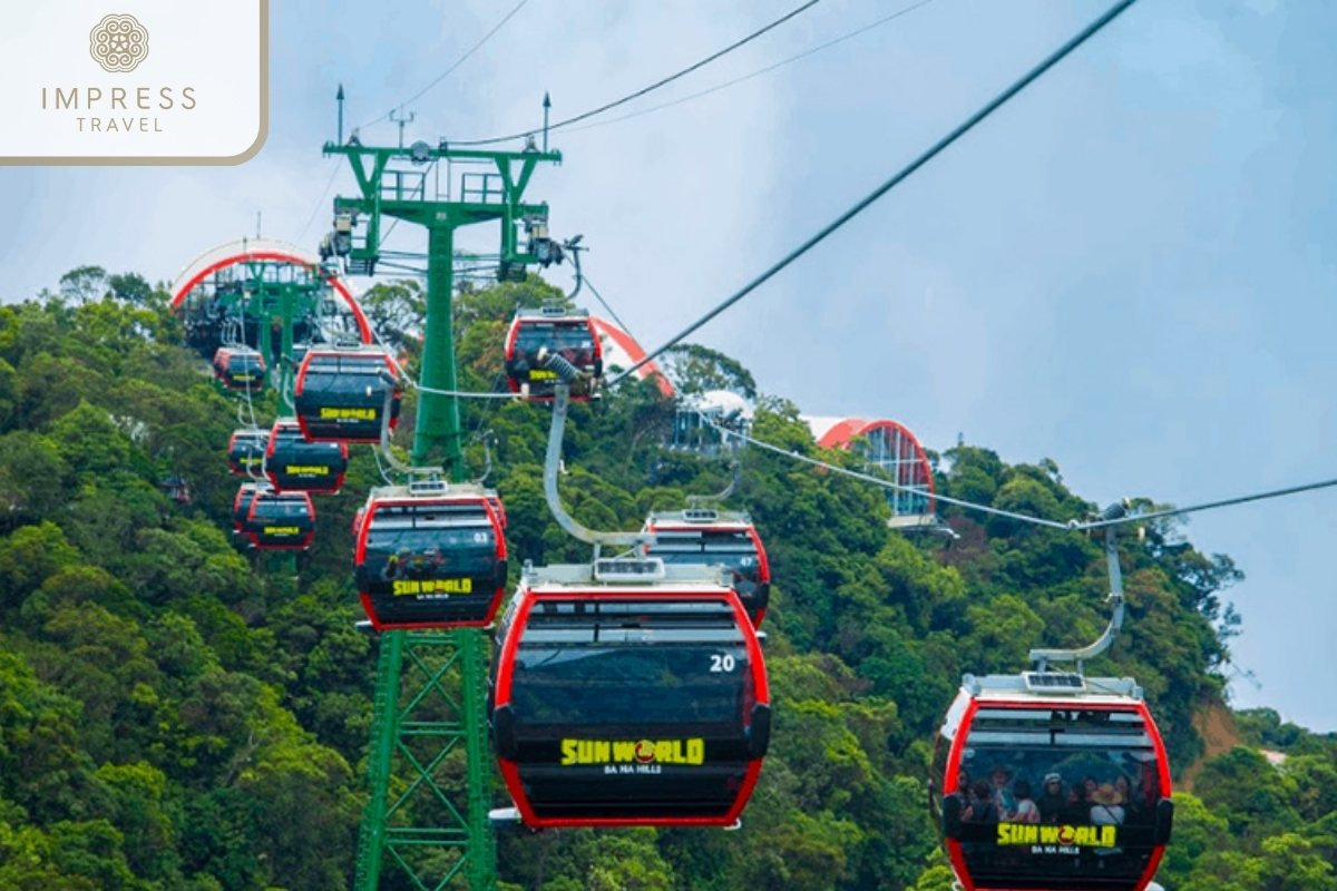 Cable route to the Golden Bridge - Asia's Longest Cable Car Journey in Danang
