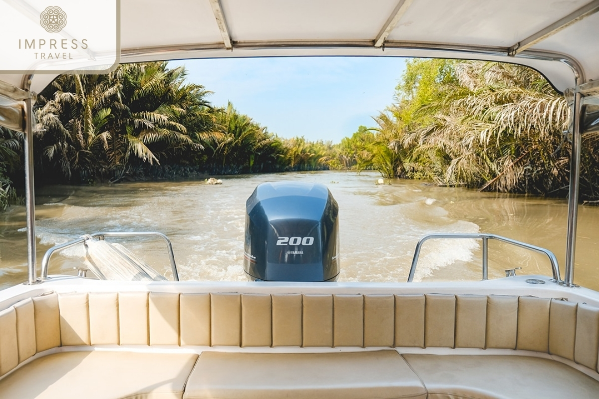 Walk through cool green coconut forestsin Ho Chi Minh City with Les Rives Lux Speedboats