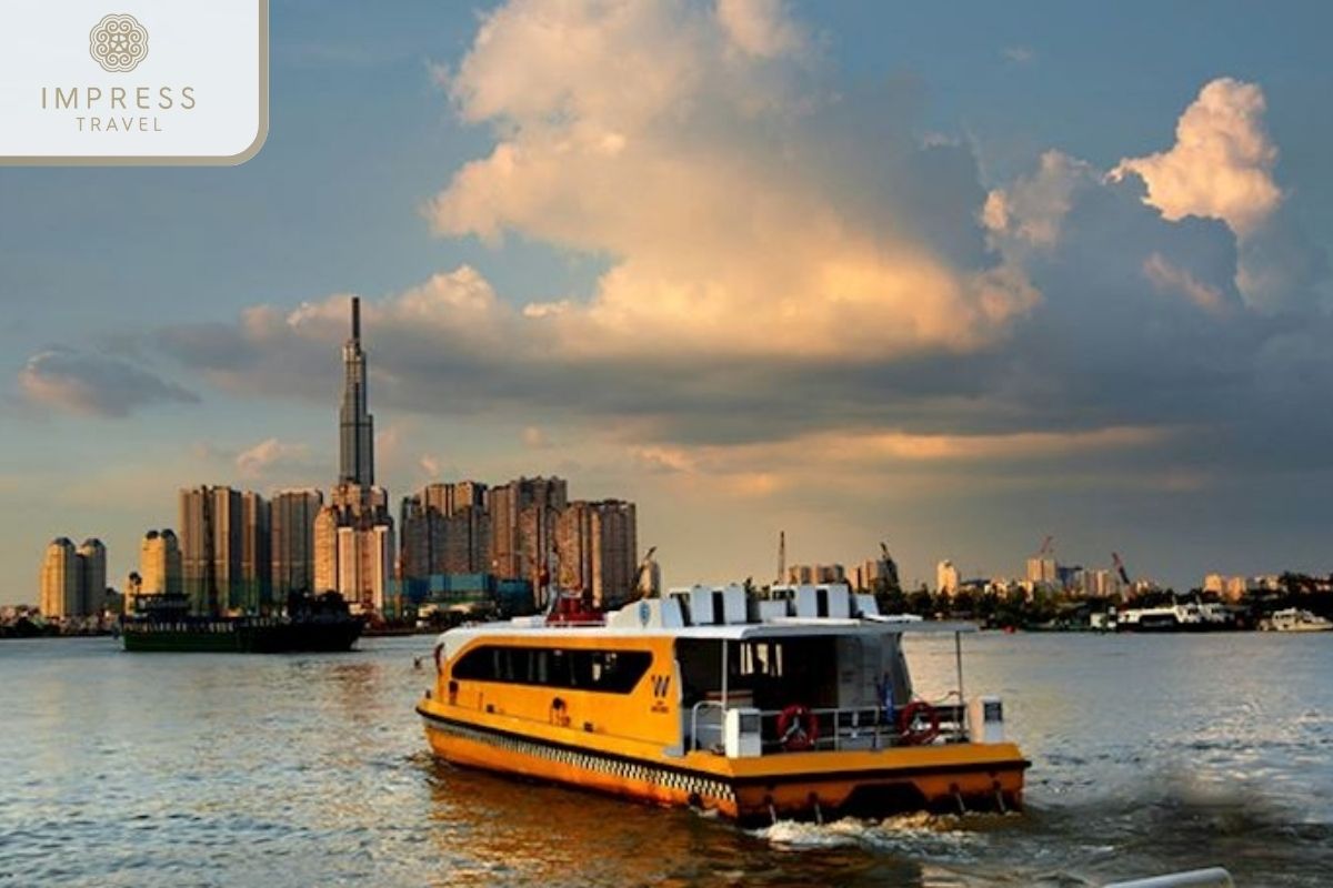 A cruise tour in Ho Chi Minh City: golden color at sunset