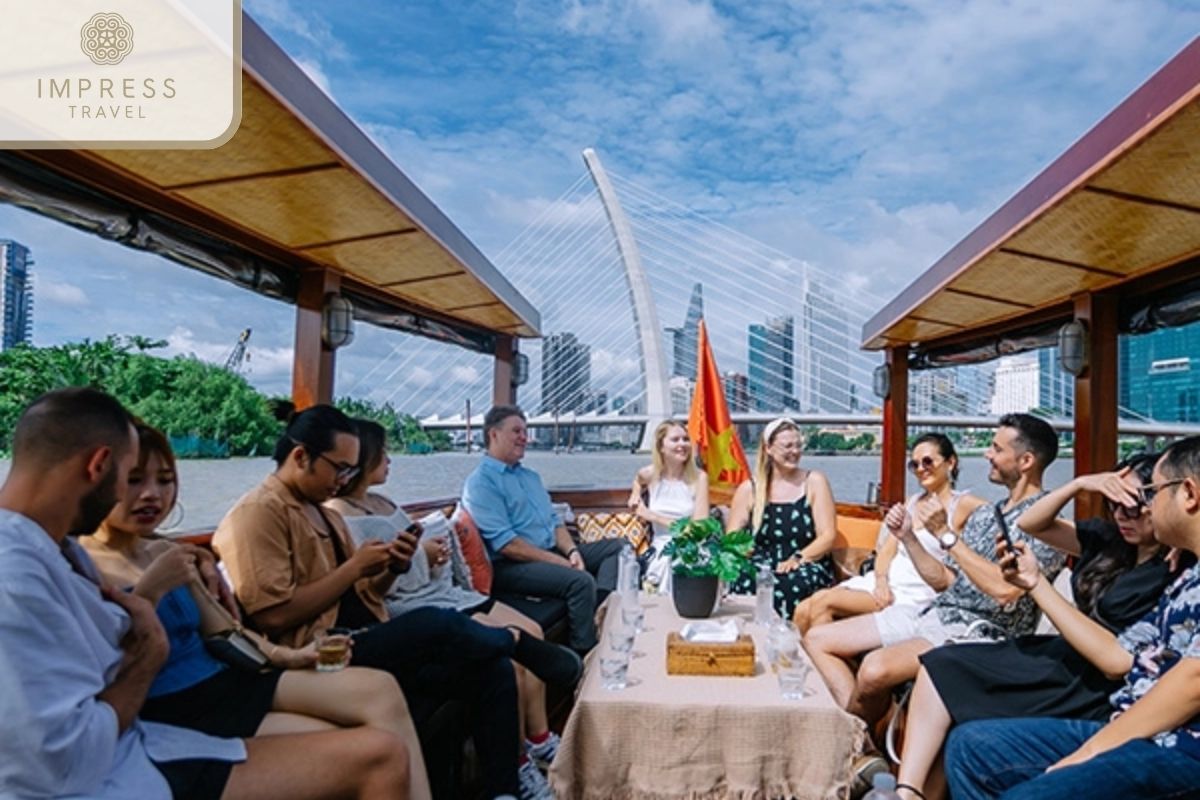 A cruise tour in Ho Chi Minh City: Bitexco Financial Tower during sunset