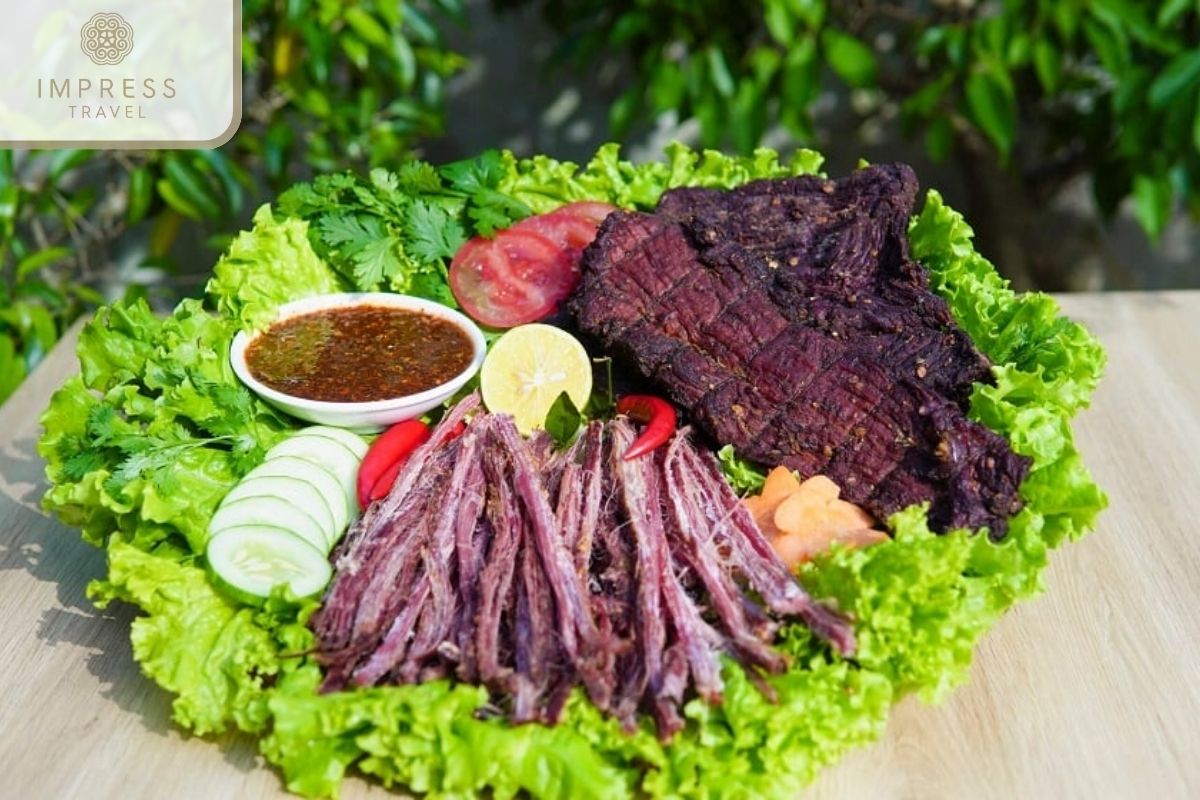 Smoked buffalo meat: Tours to Visit Ham Rong Mountain in Sapa 