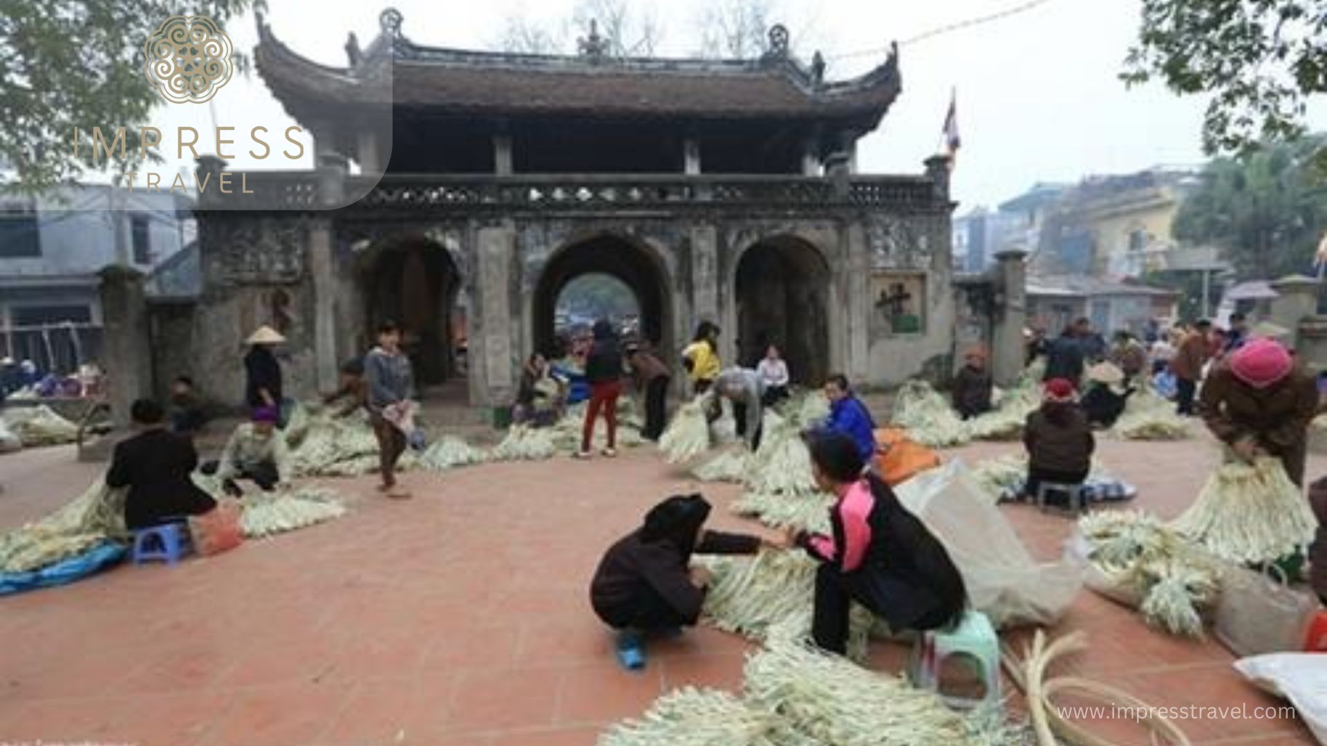 Walk around the temple of Chuong hat village