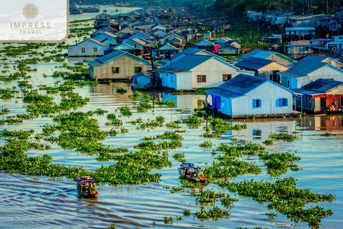 Floating Fish Farm of the Experience Crossing the Monkey Bridge on a Mekong Tour