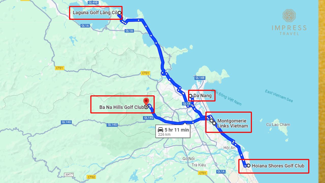 map of Vietnam 6 days golf