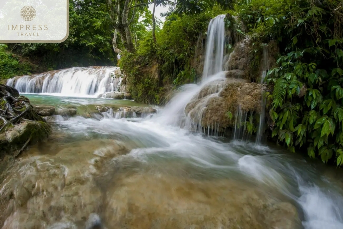 Hieu Waterfall in One-day trekking tour with a Muong guide from Pu Luong Center