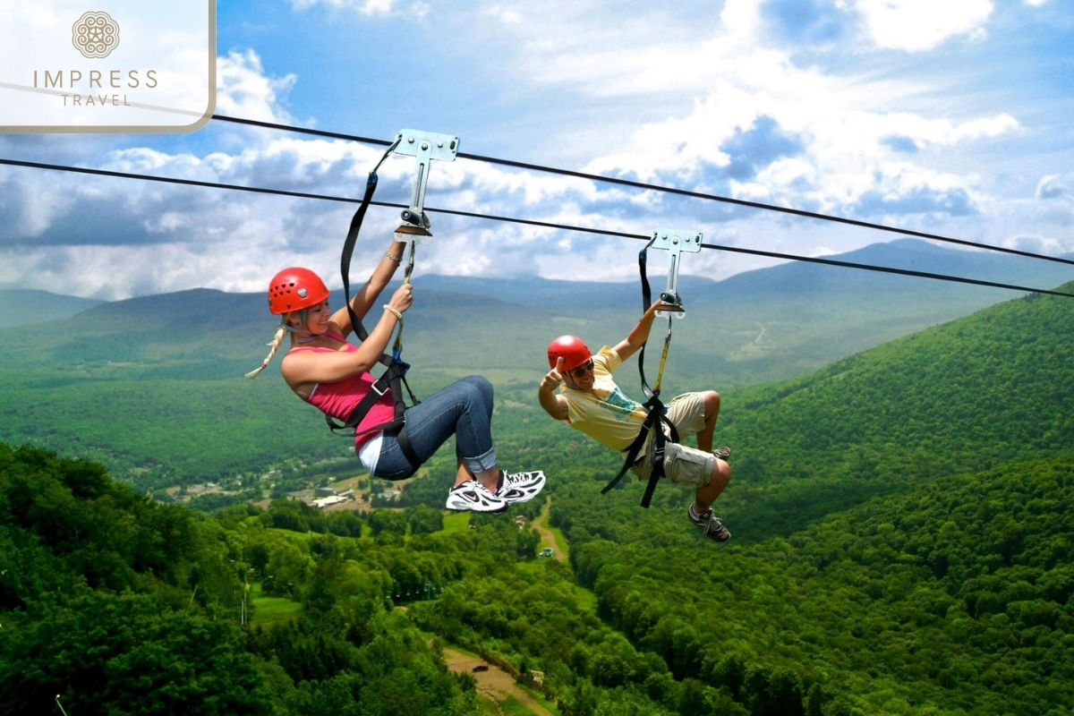 zip-lining in May Islet tour to explore the Mekong River Delta