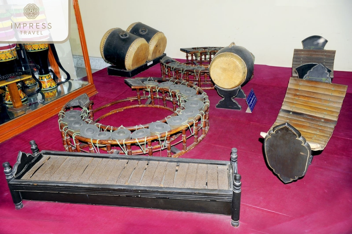 Traditional Music Instruments in visit Khmer Pagoda in Mekong Delta