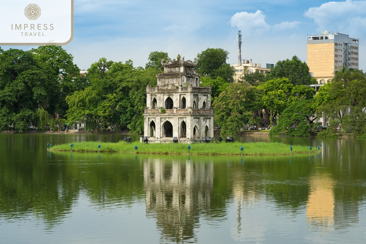 Hoan Kiem Lake for the tour Hanoi, Ninh Binh, Halong and Sapa