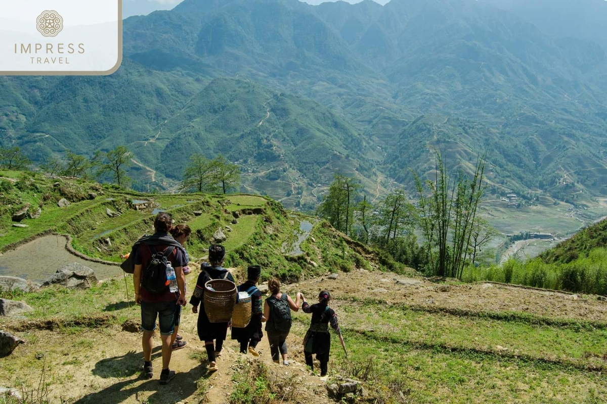 Trekking through terraced fields