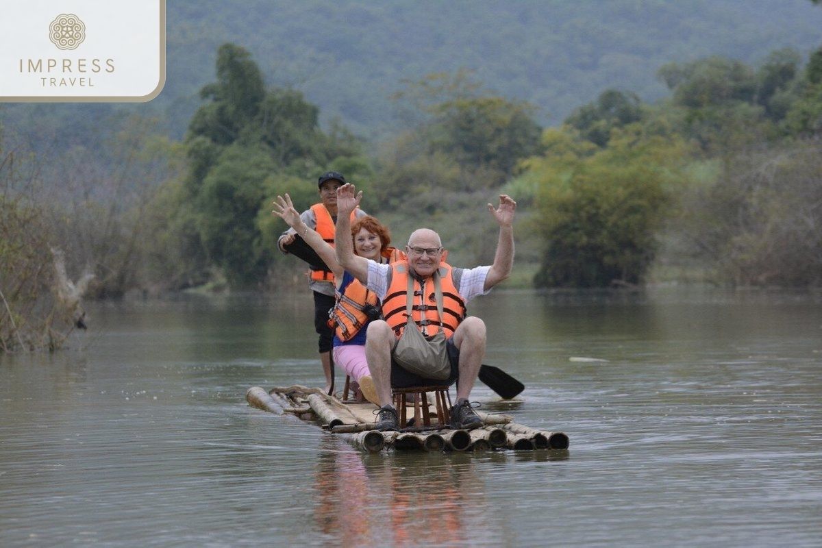 bamboo raft in Pu Luong Rice Terraces in Ban Cong Village