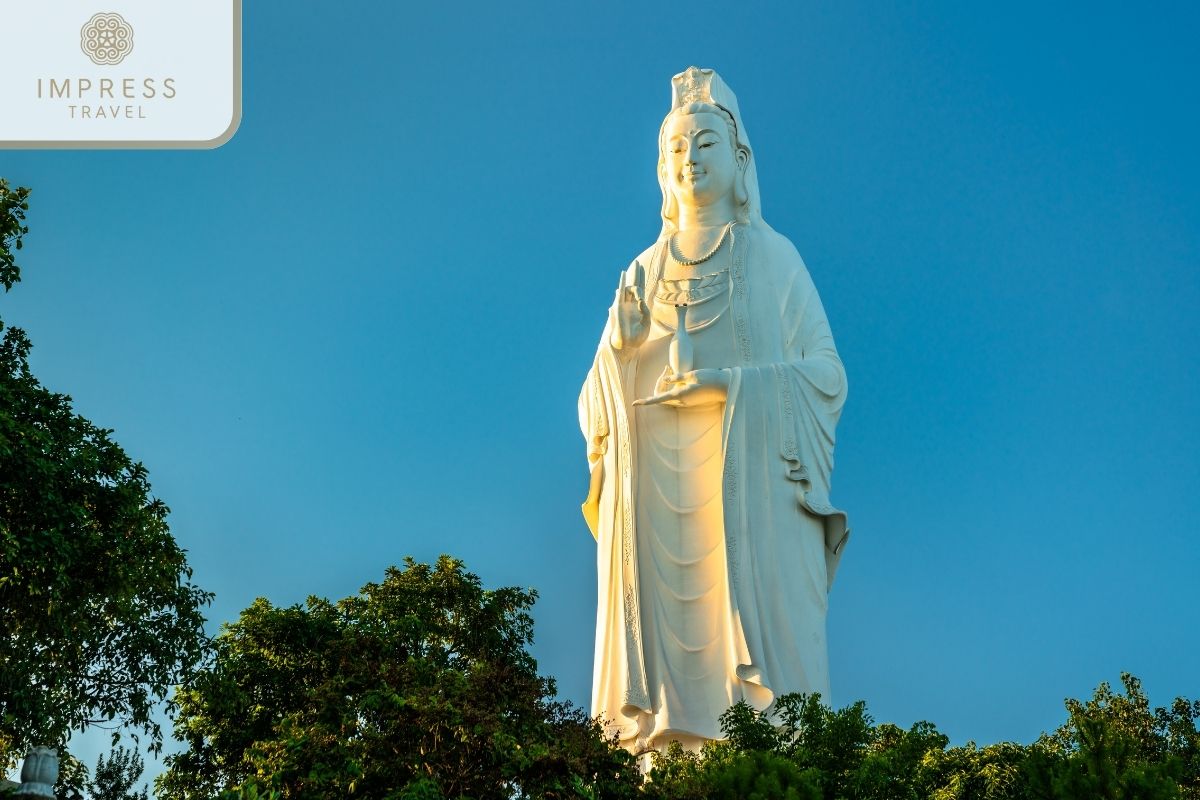 Statue of Bodhisattva Shakyamuni in family vacation at Wonder Park Da Nang