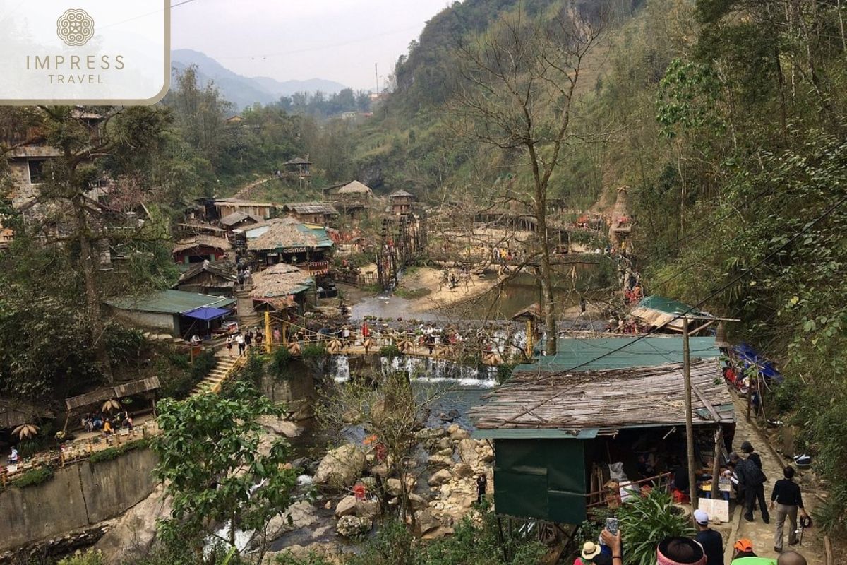 Cat Cat village in Panoramic Views of Sapa from Ham Rong Mountain