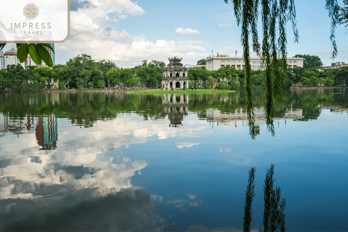 Hoan Kiem Lake in Hanoi central walking tour