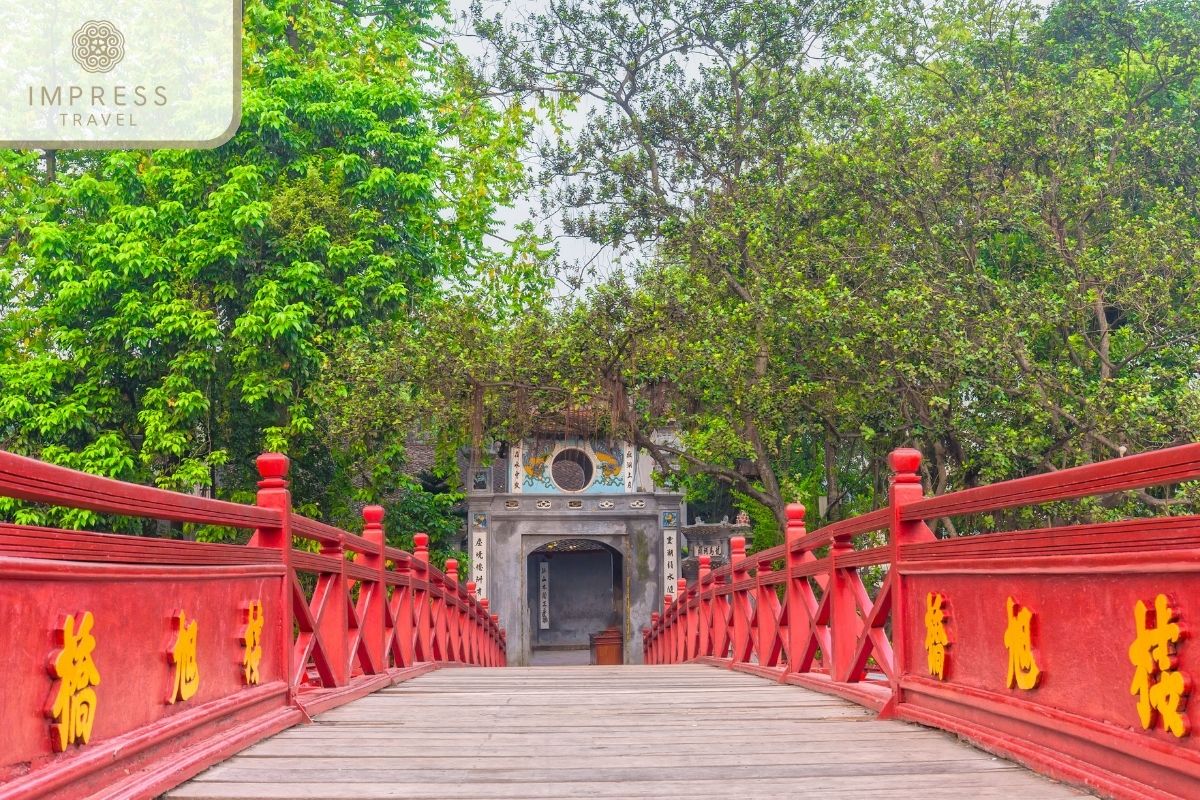 The Huc Bridge in Walking Tour Around Hoan Kiem Lake