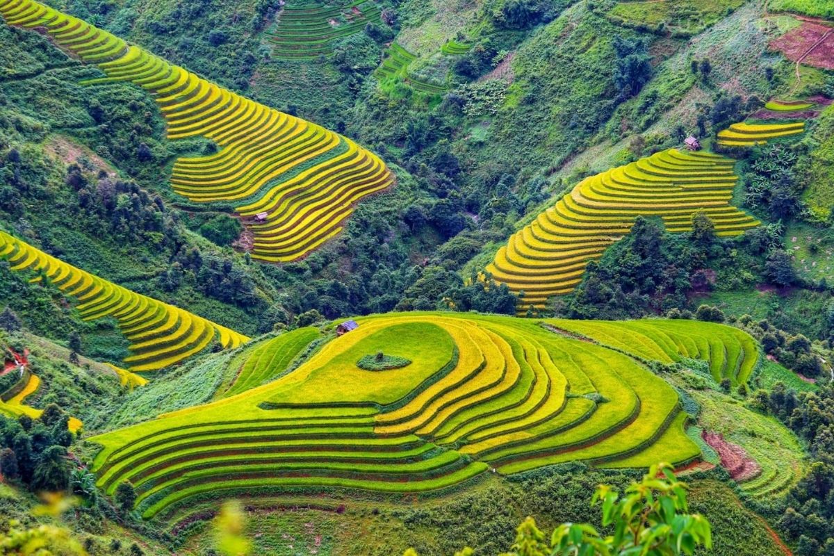 where terraced rice fields, mountain passes, and hidden caves await