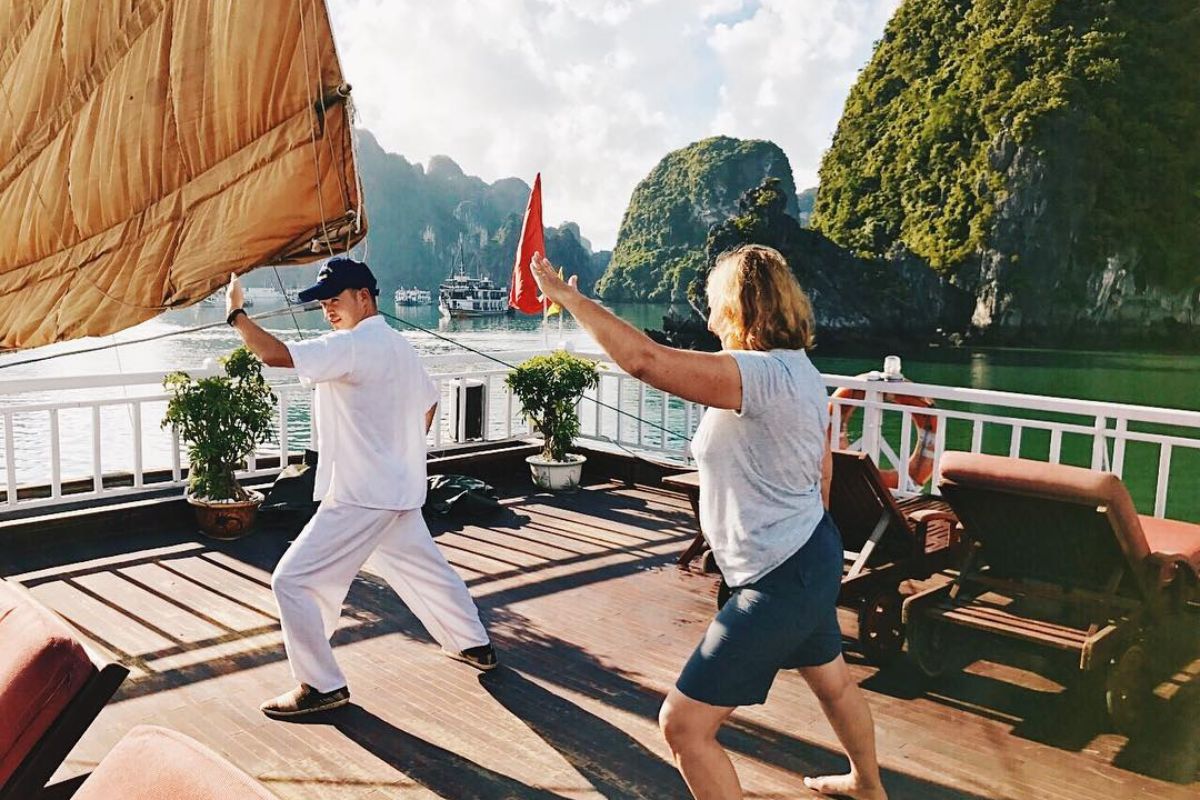 Tai Chi class on the sundeck