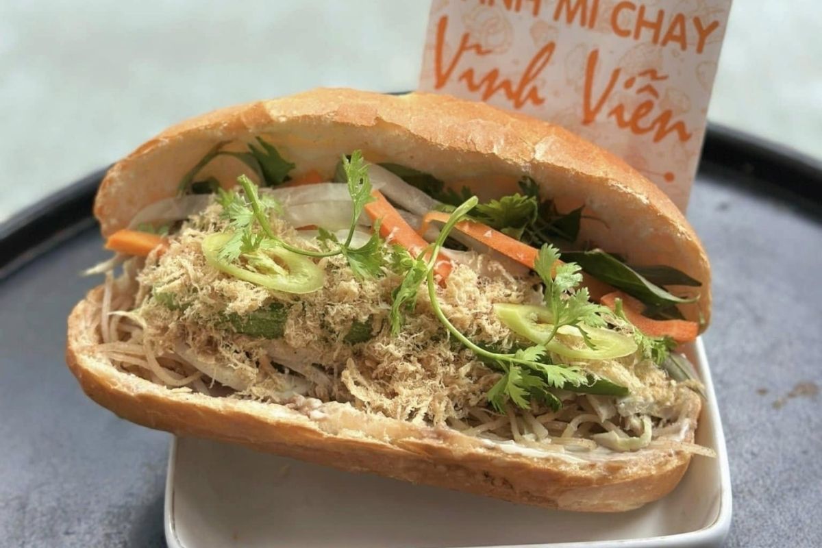 Enjoy Quan Banh mi Chay Vinh Vien with vegetarian banh mi Ho Chi Minh