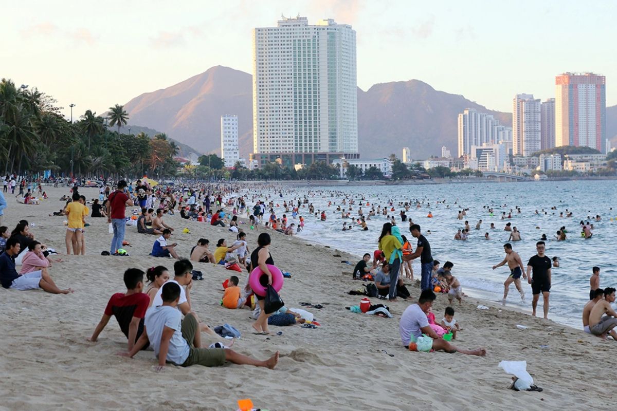 The Beaches Are Crowded In Nha Trang in Vietnam in August 