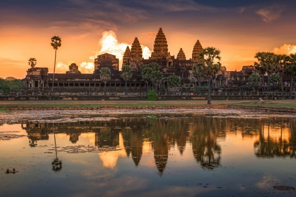 Sunrise at Angkor Reflection Pools - best time of day to visit Angkor Wat