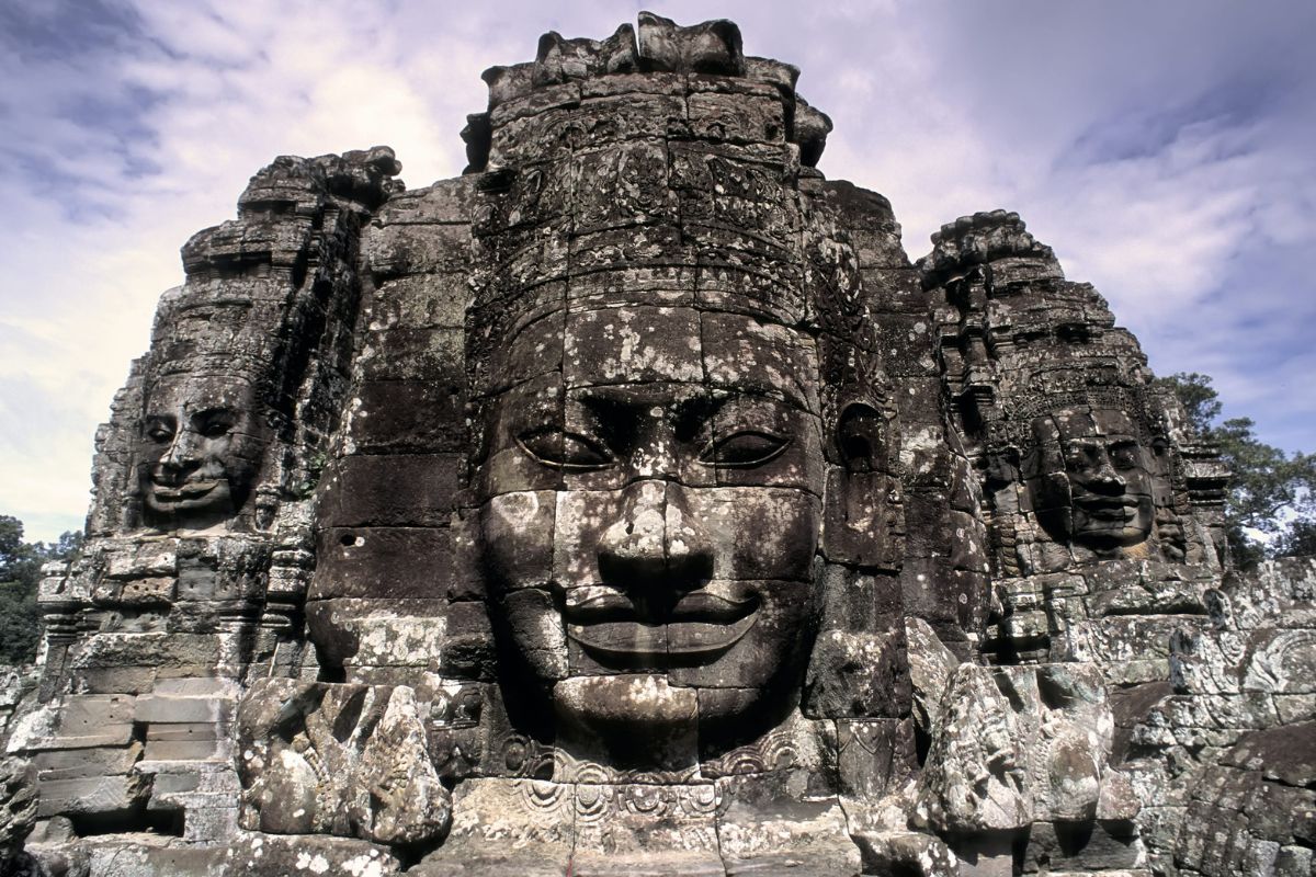 Bayon Temple With Smiling Stone Faces