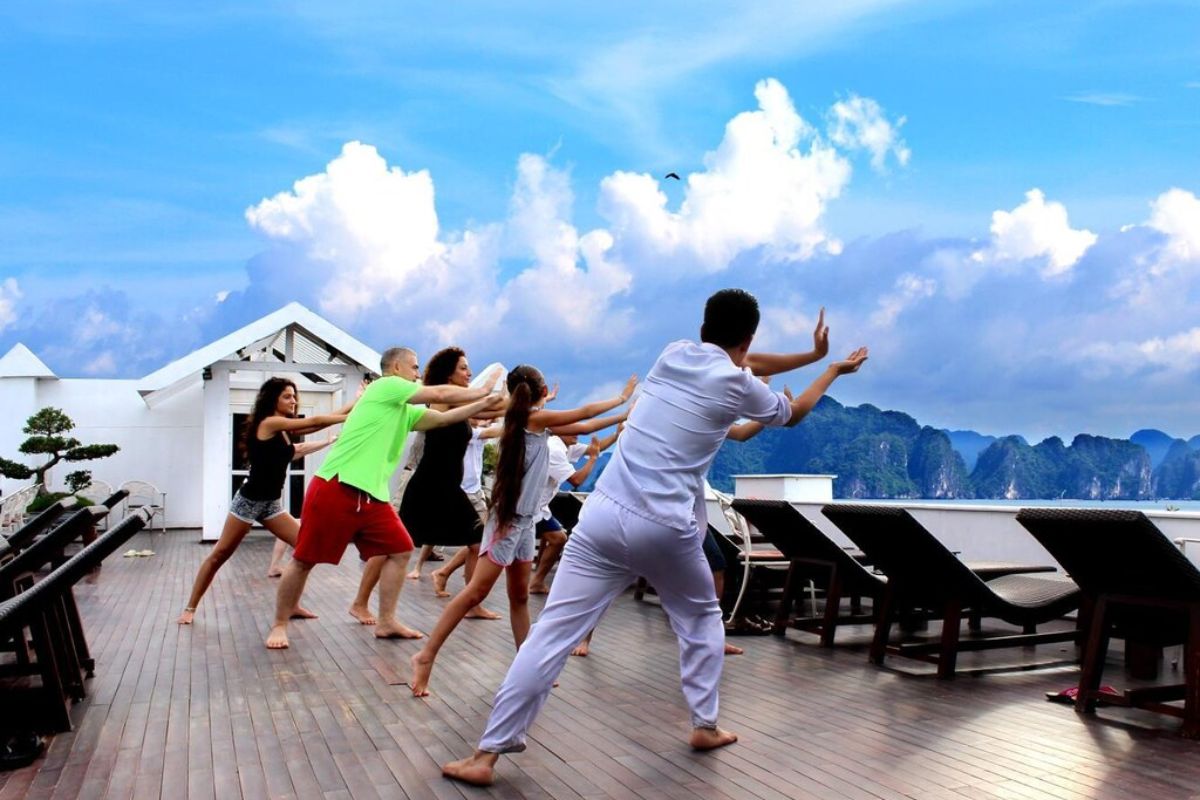 Sunrise Tai Chi on La Vela’s deck, Ha Long Bay