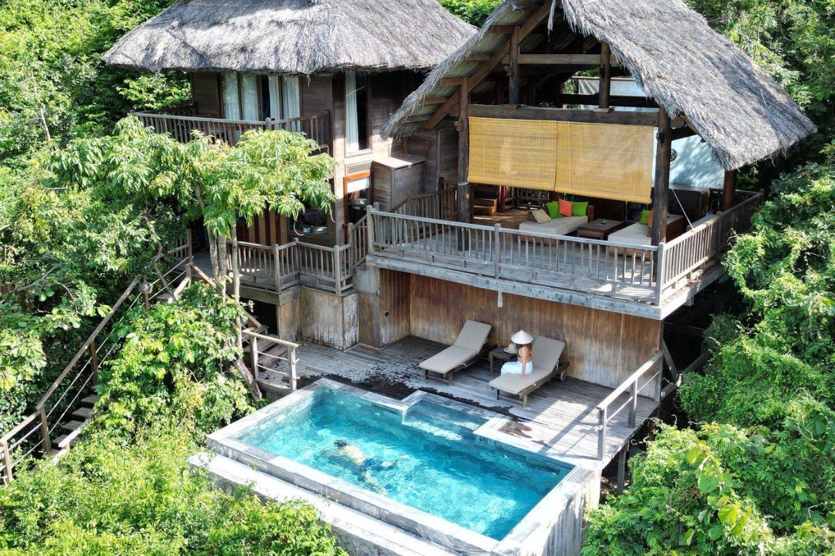 Private Pool & Main Pool Lounging