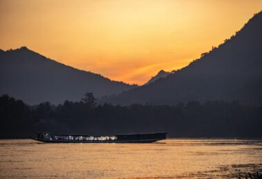 Sunset on Mekong in Vientiane