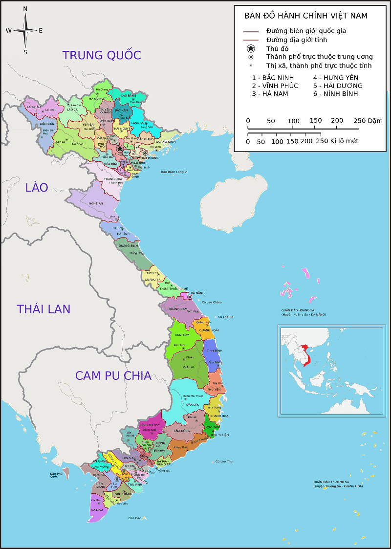 Vietnam province map Before Merger 