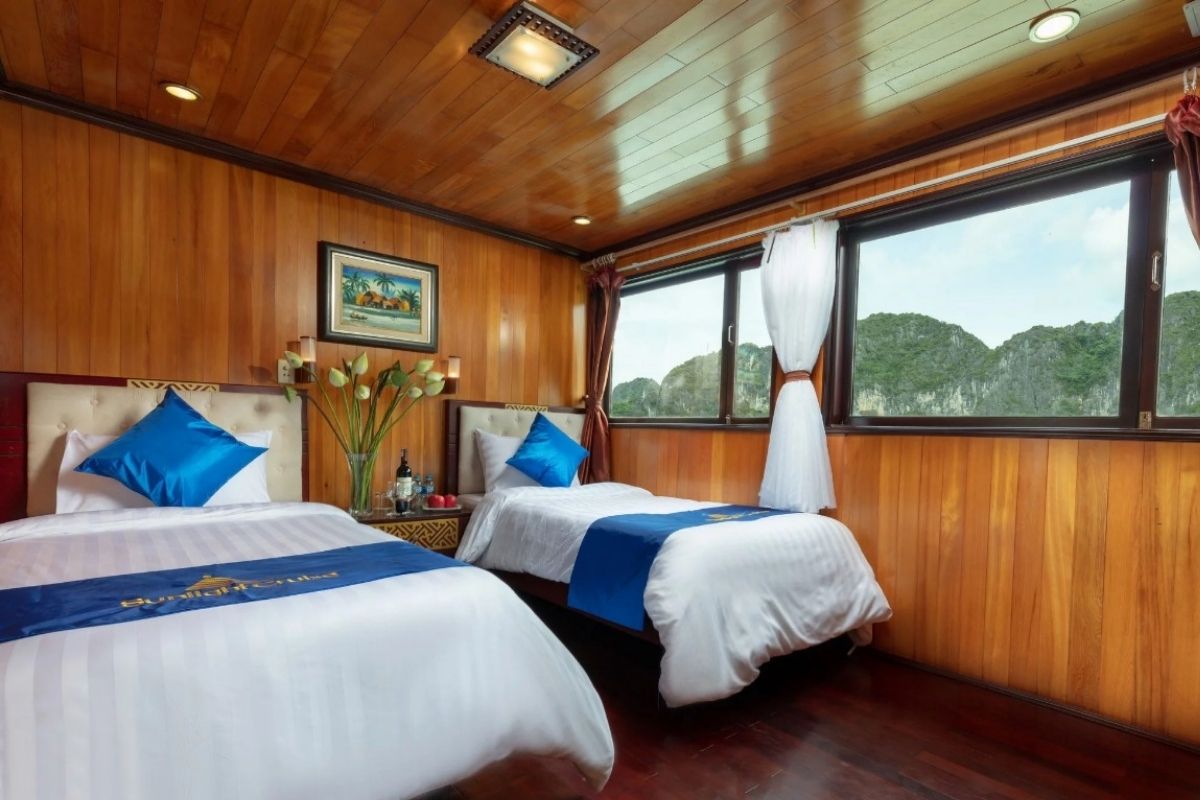 Deluxe Sea View Cabin at Sunlight Cruise Halong Bay