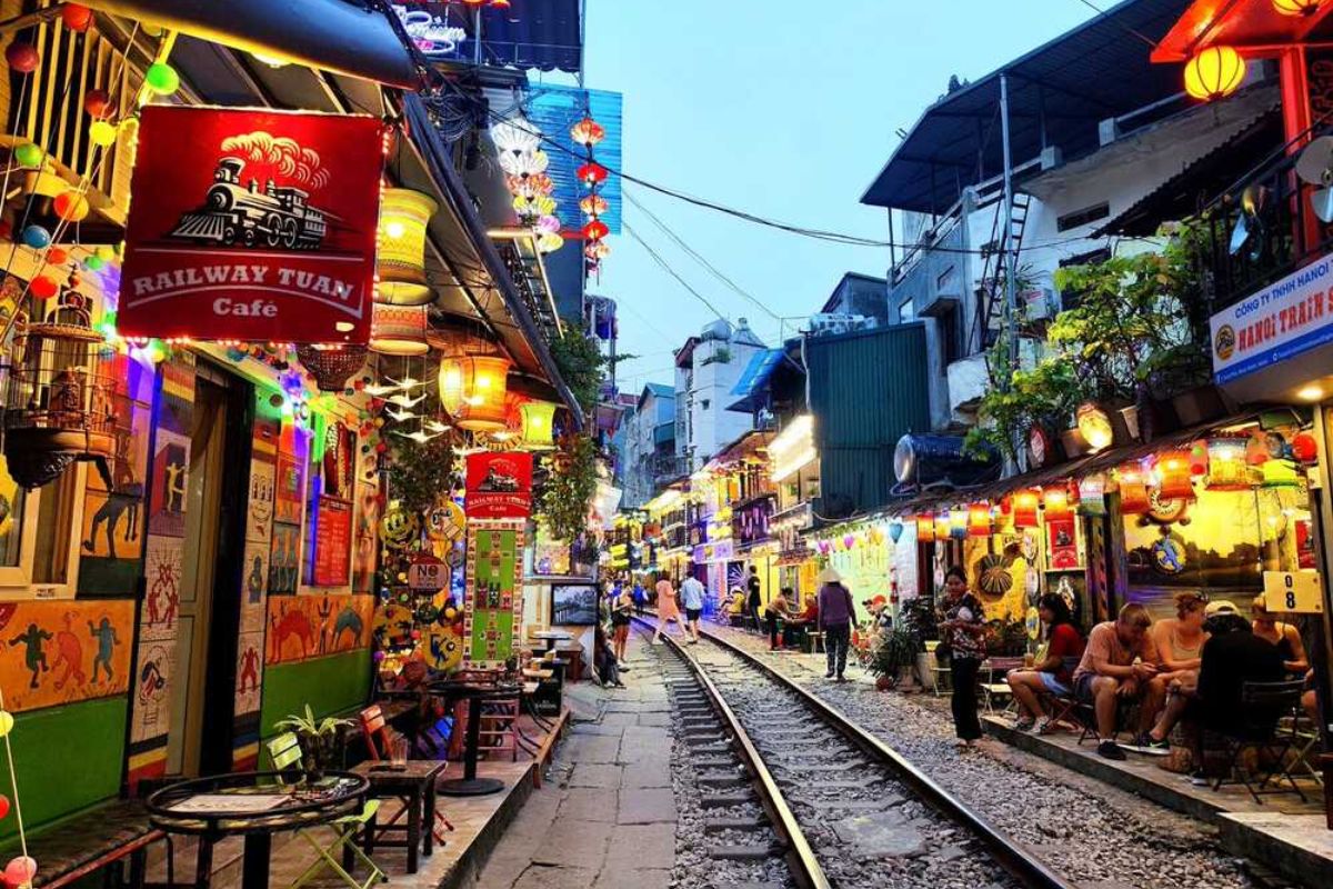 Train Street Café at Sunset