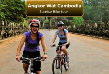 sunrise bike in angkor wat cambodia